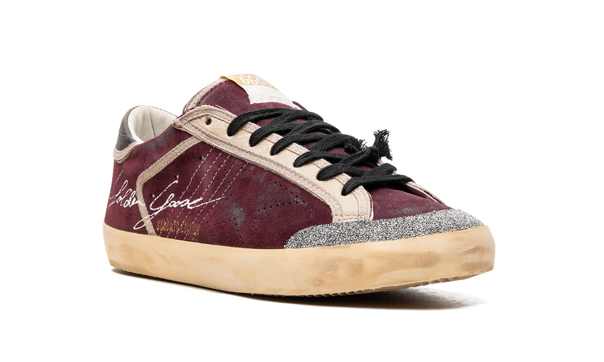 SUPER-STAR PENSTAR SUEDE UPPER CRYSTAL PENSTAR SKATE STAR VINTAGE LEATHER HEEL SIGNATURE FOXING "WINE RED BLACK" GMF00172.F004363.40448