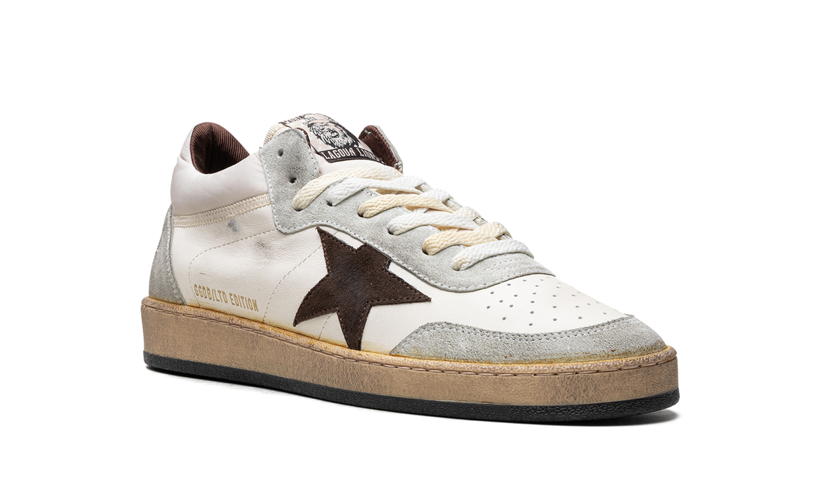 BALLSTAR MID NAPPA AND NYLON UPPER SUEDE TOE STAR AND SPUR "WHITE BEIGE ICE BROWN" GMF00628.F005684.82472