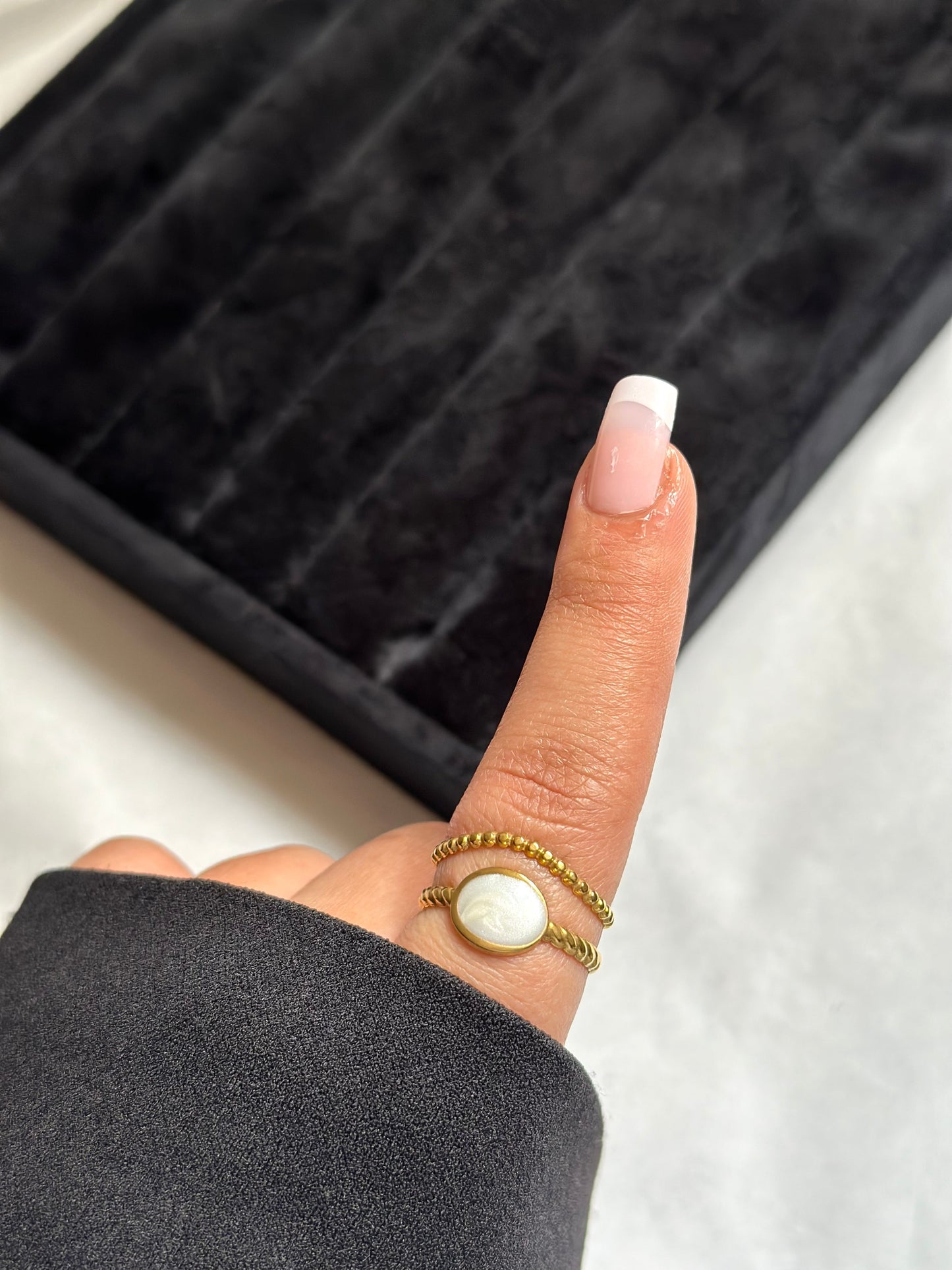 Oval White Ring
