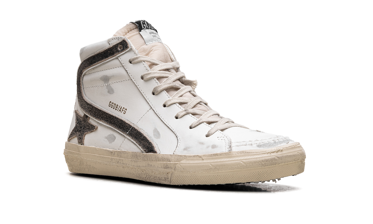 Slide LAB "White leather with star and flash in brown suede" GMF00115 F006459 10283