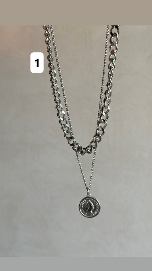 Two layers coin necklace