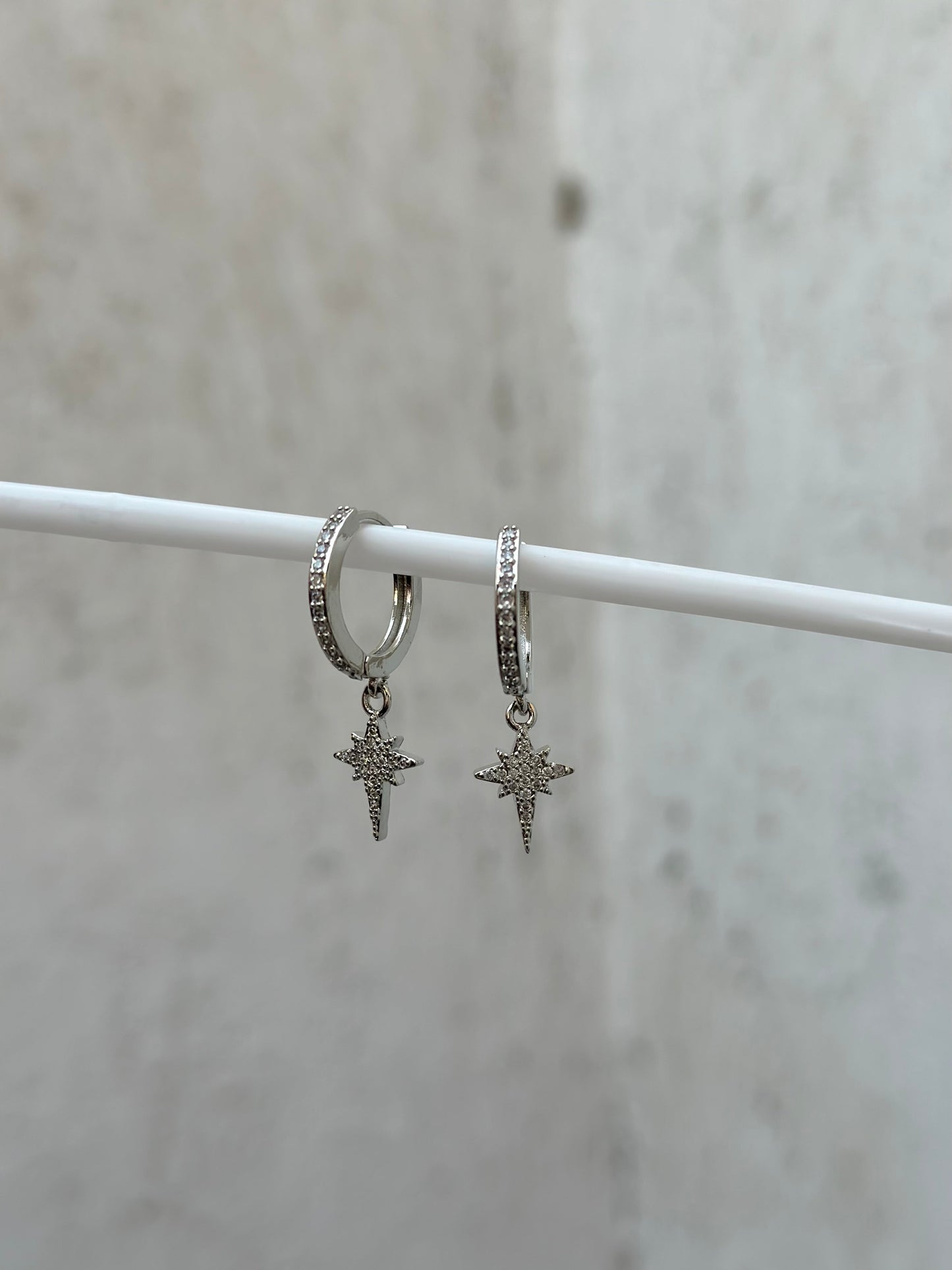 Starbrust Silver Drop Hoop
