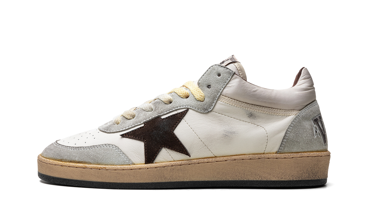 BALLSTAR MID NAPPA AND NYLON UPPER SUEDE TOE STAR AND SPUR "WHITE BEIGE ICE BROWN" GMF00628.F005684.82472