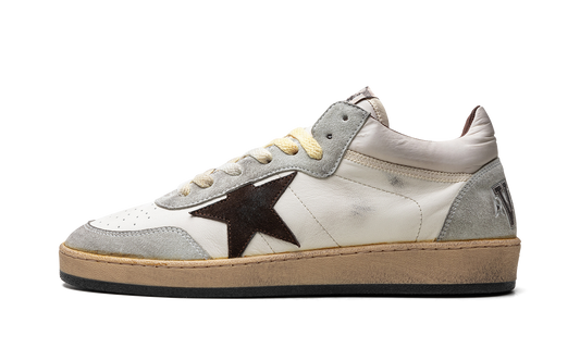 BALLSTAR MID NAPPA AND NYLON UPPER SUEDE TOE STAR AND SPUR "WHITE BEIGE ICE BROWN" GMF00628.F005684.82472
