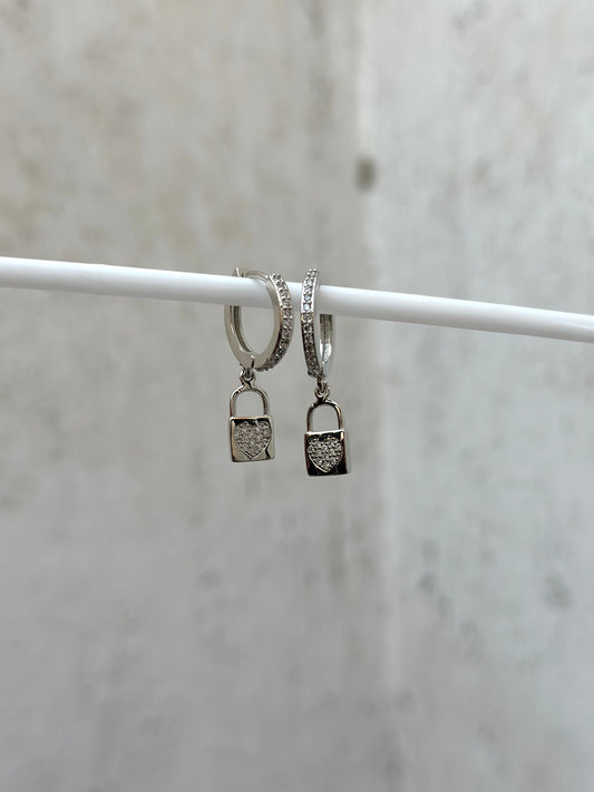 Lock Silver Drop Hoop