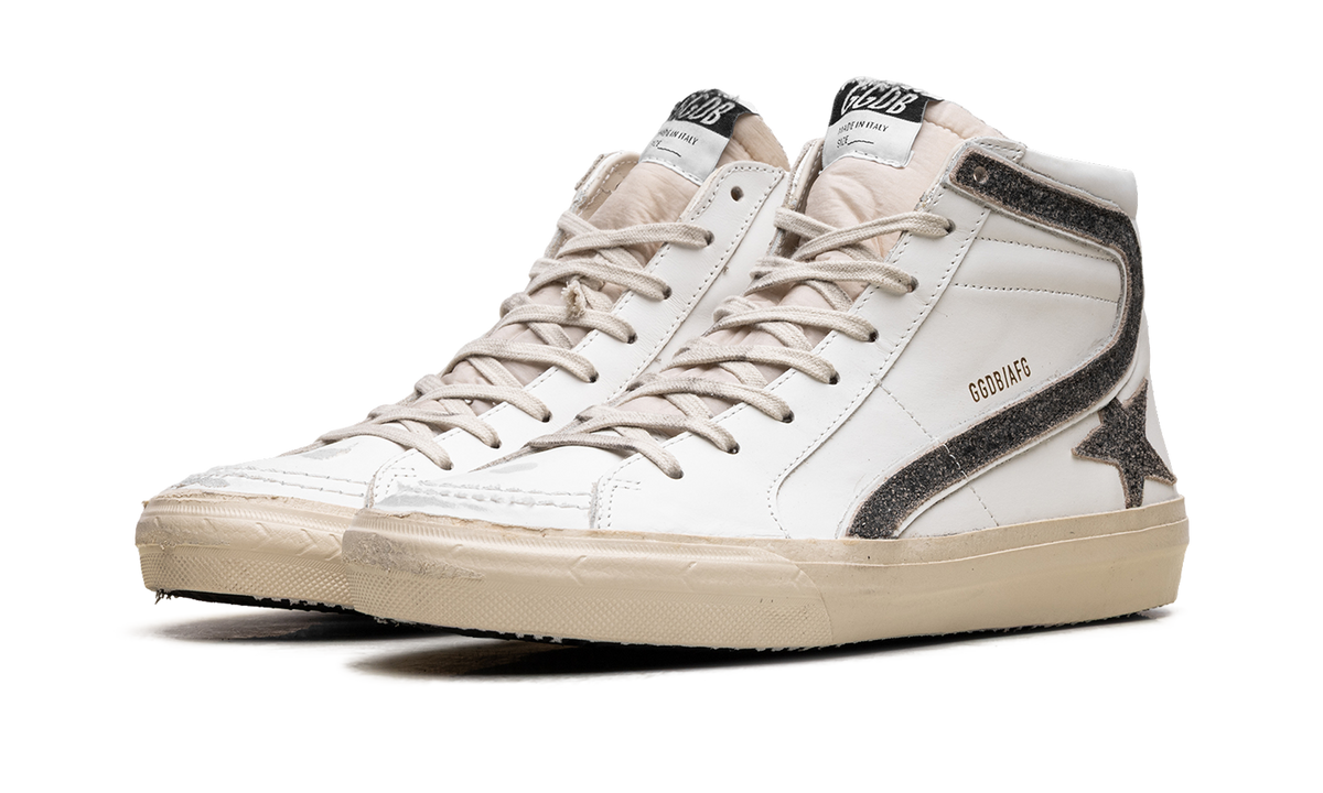 Slide LAB "White leather with star and flash in brown suede" GMF00115 F006459 10283