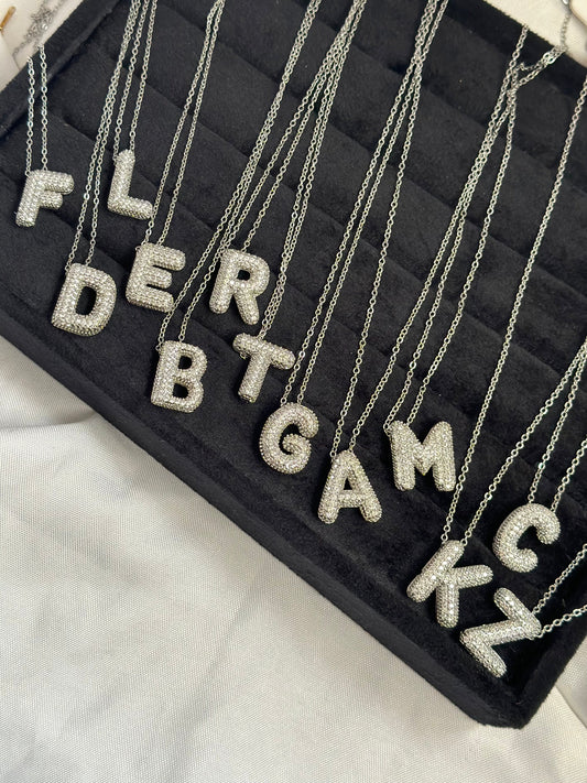 Silver Crystal Bubble Letter