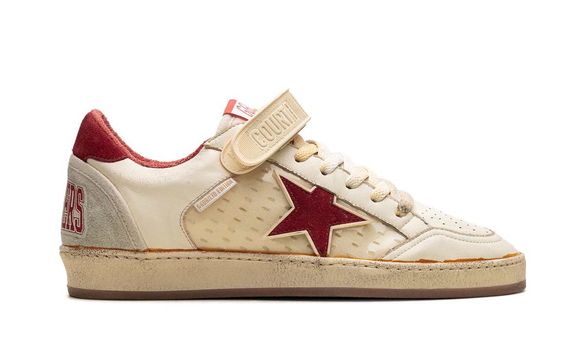 BALL STAR WITH STRAP NAPPA AND PVC UPPER SUEDE STAR SPUR AND HEEL "WHITE ICE RED PVC" GMF00554.F005681.11474