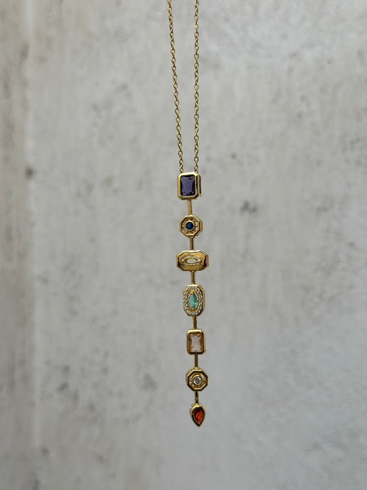 Purple Square Drop Necklace