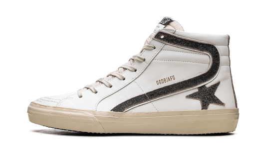 Slide LAB "White leather with star and flash in brown suede" GMF00115 F006459 10283
