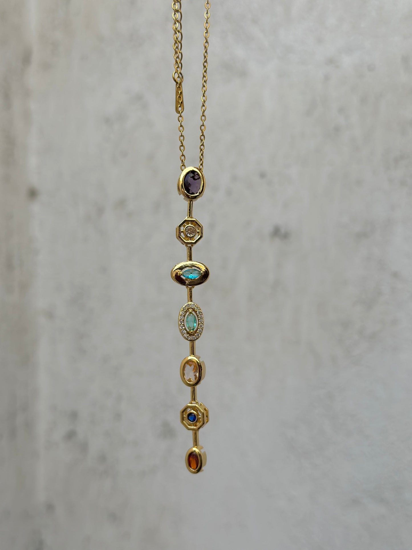 Oval Purple Drop Necklace