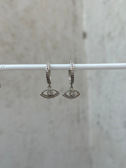 Eye Silver Drop Hoop