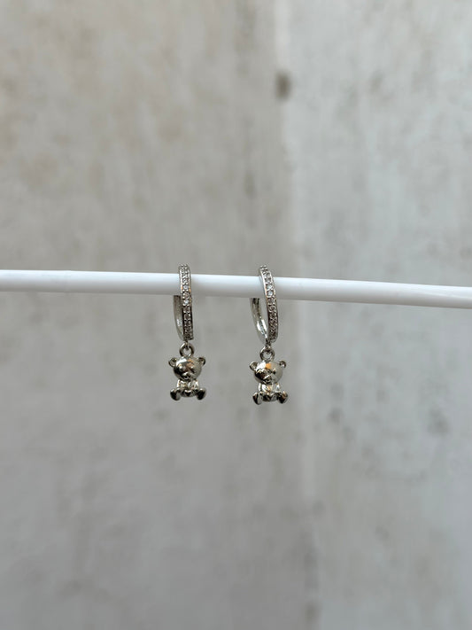 Bear Silver Drop Hoop