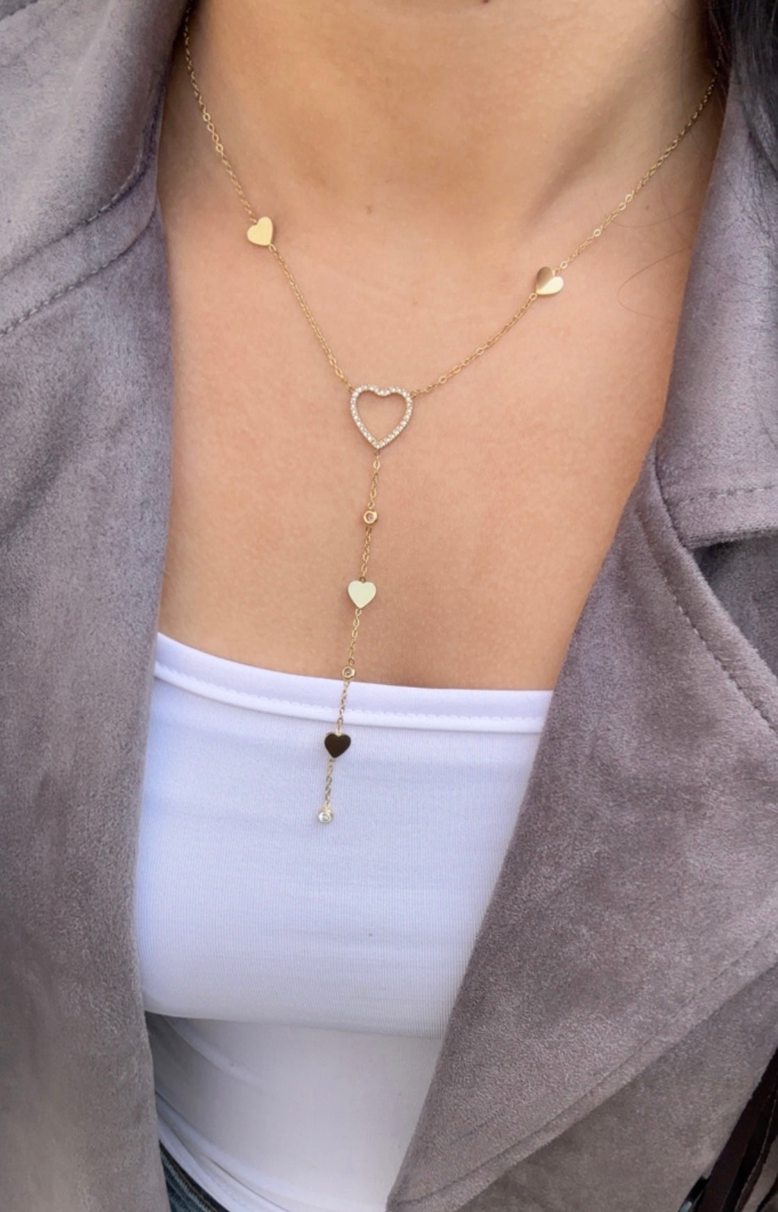 Glittery Heart Drop Necklace