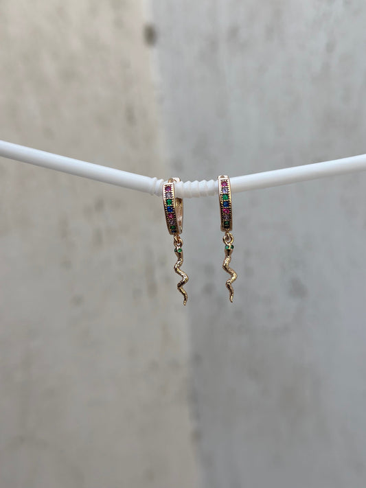 Colored Snake Drop Earrings
