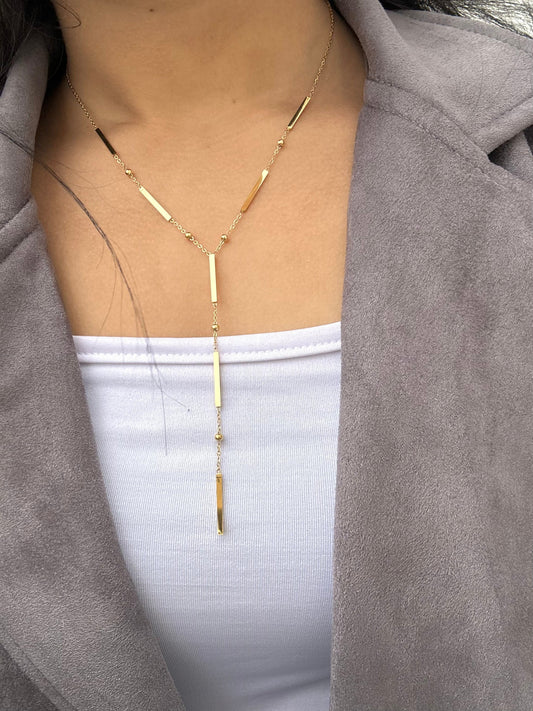 Beaded long Y necklace