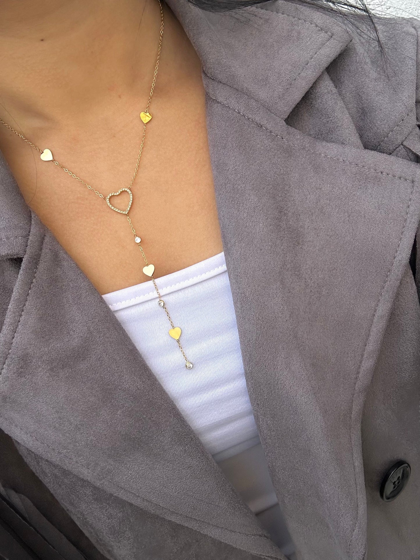 Glittery Heart Drop Necklace