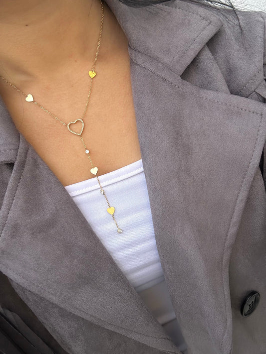 Glittery Heart Drop Necklace