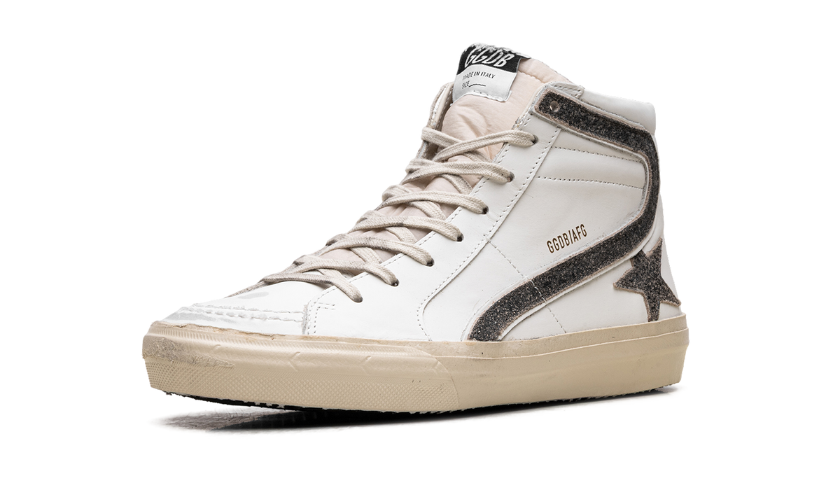 Slide LAB "White leather with star and flash in brown suede" GMF00115 F006459 10283