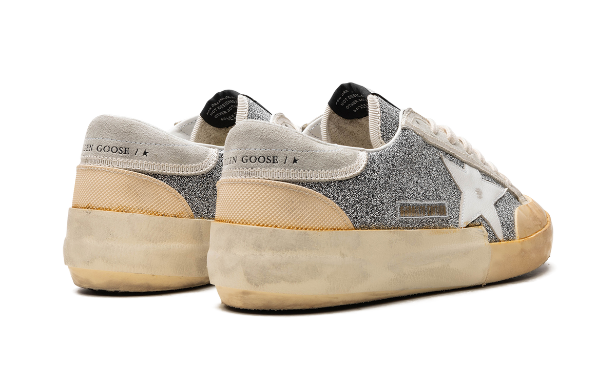 SUPER-STAR CRYSTAL UPPER LEATHER STAR CRYSTAL TOE AND TONGUE SUEDE HEEL RUBBER SPUR "SILVER WHITE ICE VANILLA" GMF00510.F004366.70271