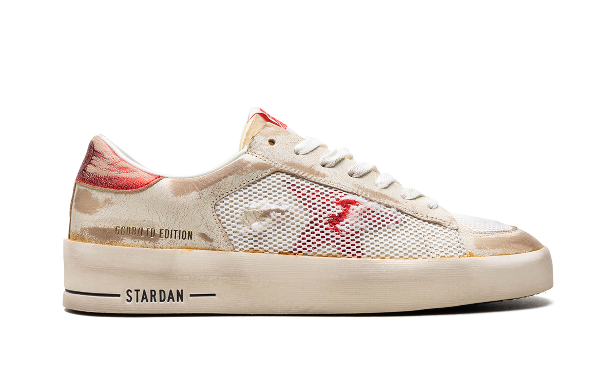 STARDAN LEATHER UPPER WITH NET LAMINATED LEATHER STAR AND HEEL LEATHER TOE "WHITE RED" GMF00128.F003534.10350