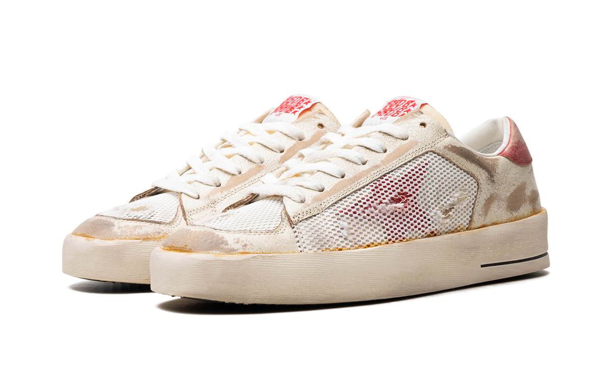 STARDAN LEATHER UPPER WITH NET LAMINATED LEATHER STAR AND HEEL LEATHER TOE "WHITE RED" GMF00128.F003534.10350