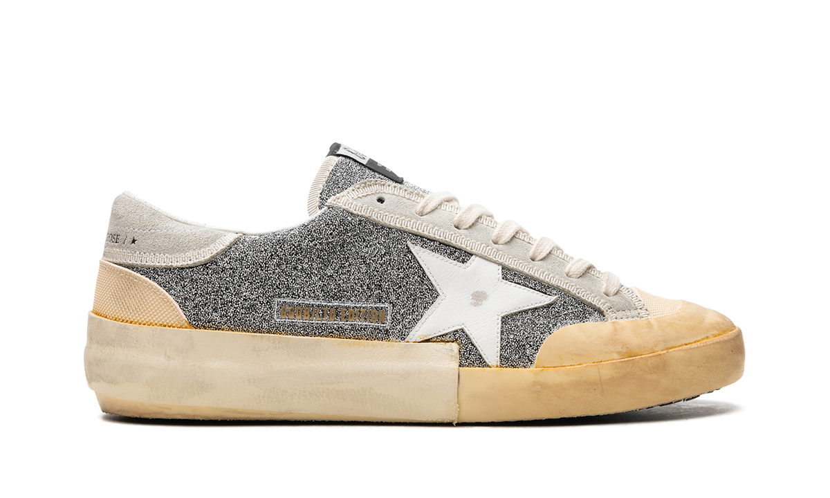 SUPER-STAR CRYSTAL UPPER LEATHER STAR CRYSTAL TOE AND TONGUE SUEDE HEEL RUBBER SPUR "SILVER WHITE ICE VANILLA" GMF00510.F004366.70271