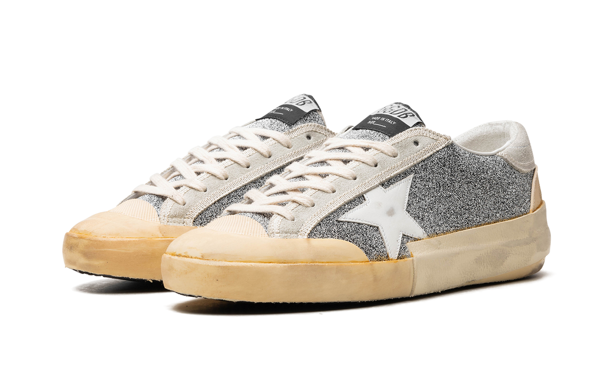 SUPER-STAR CRYSTAL UPPER LEATHER STAR CRYSTAL TOE AND TONGUE SUEDE HEEL RUBBER SPUR "SILVER WHITE ICE VANILLA" GMF00510.F004366.70271