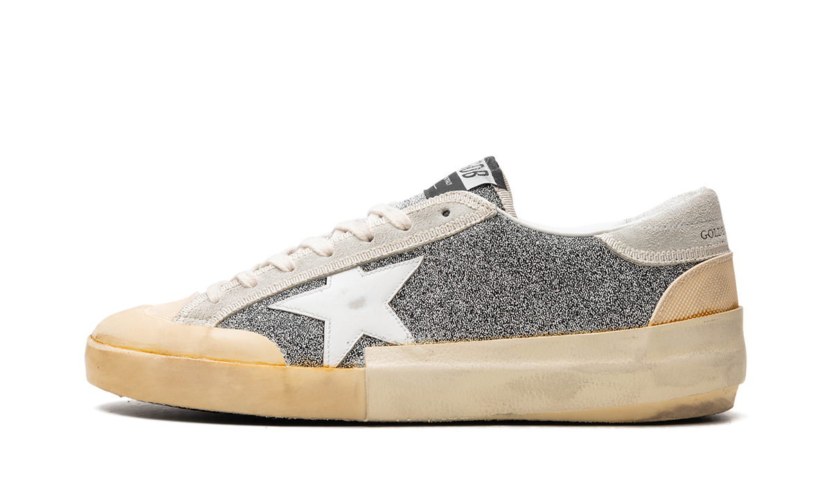 SUPER-STAR CRYSTAL UPPER LEATHER STAR CRYSTAL TOE AND TONGUE SUEDE HEEL RUBBER SPUR "SILVER WHITE ICE VANILLA" GMF00510.F004366.70271