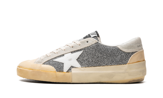 SUPER-STAR CRYSTAL UPPER LEATHER STAR CRYSTAL TOE AND TONGUE SUEDE HEEL RUBBER SPUR "SILVER WHITE ICE VANILLA" GMF00510.F004366.70271