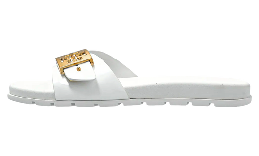 Mellow Buckle Slide Sandals WMNS "White Gold" 157872 100
